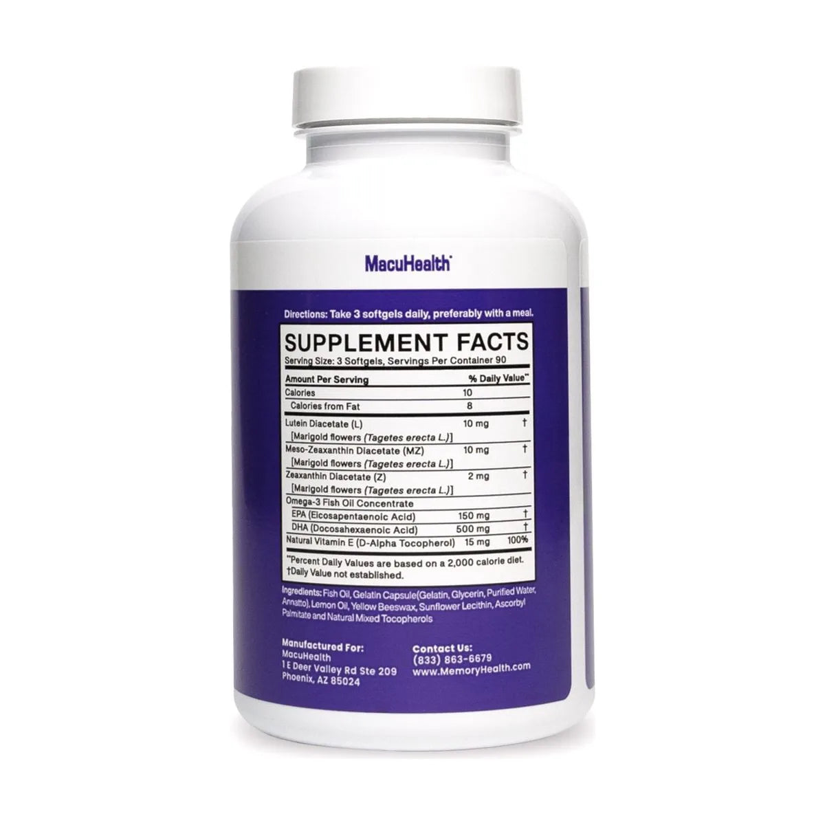MacuHealth Memory Health Nutritional Supplement, 270 Softgels