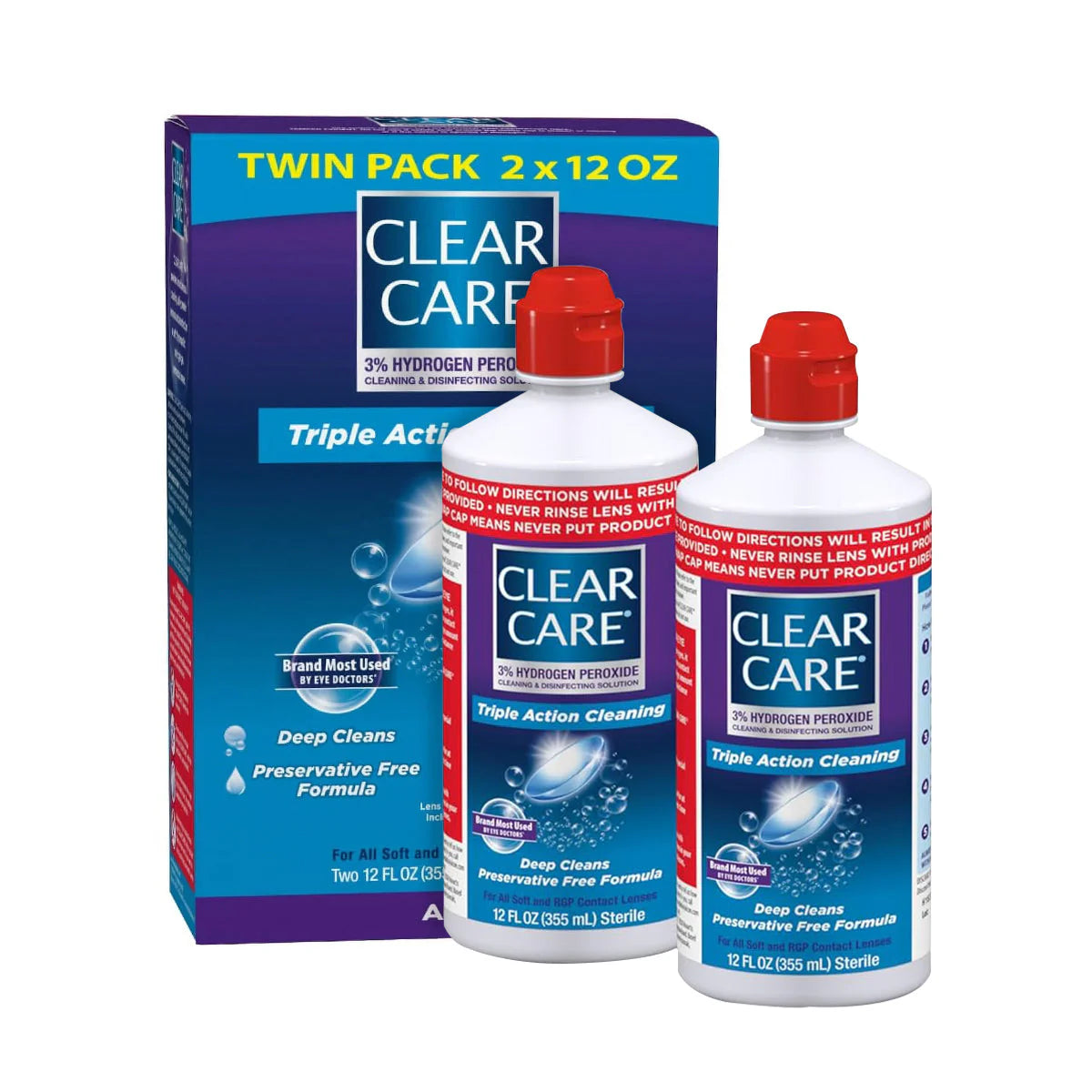 Clear Care Plus Cleaning Solution with Hydraglyde, Twin Pack, Multi, 12 Oz, Pack of 2