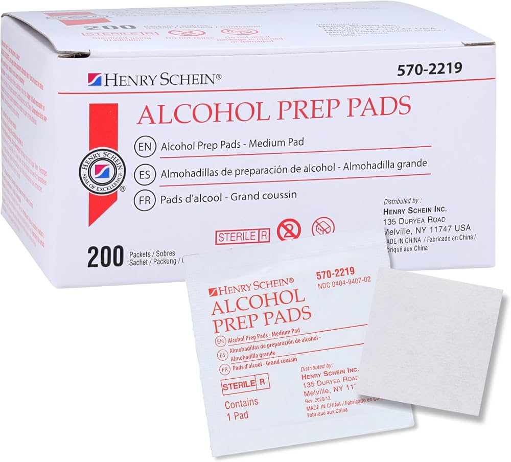 Alcohol Prep Pad, Sterile 200 pads/box, Henry Schein