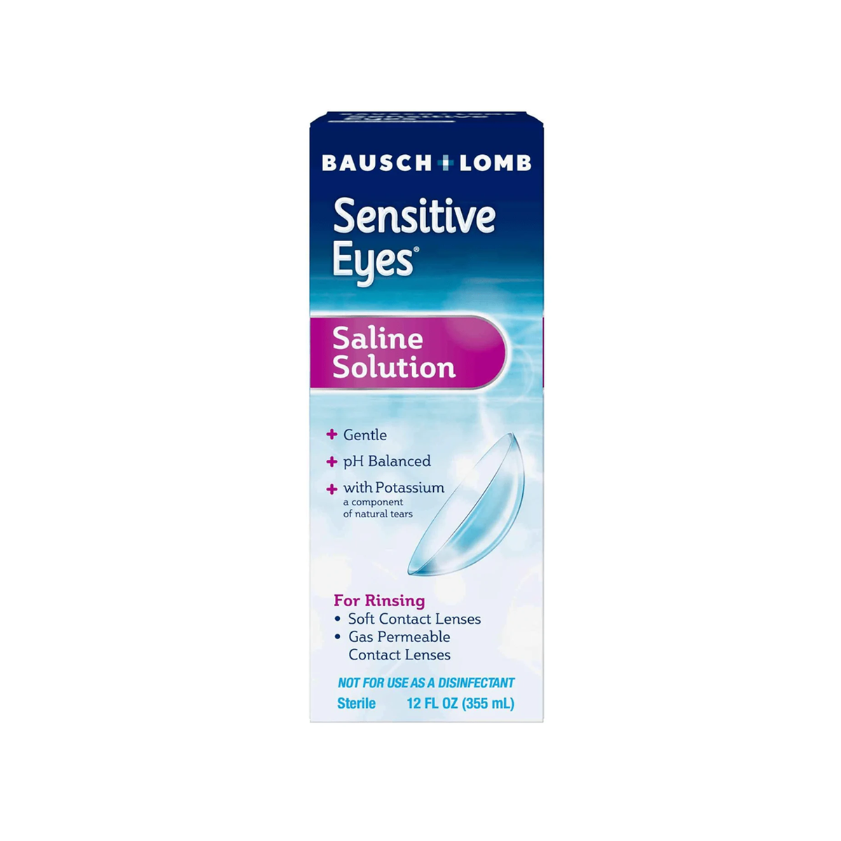 Bausch & Lomb Sensitive Eyes Saline Contact Lens Solution Saline for Soft and Gas Permeable Lenses (12 oz)