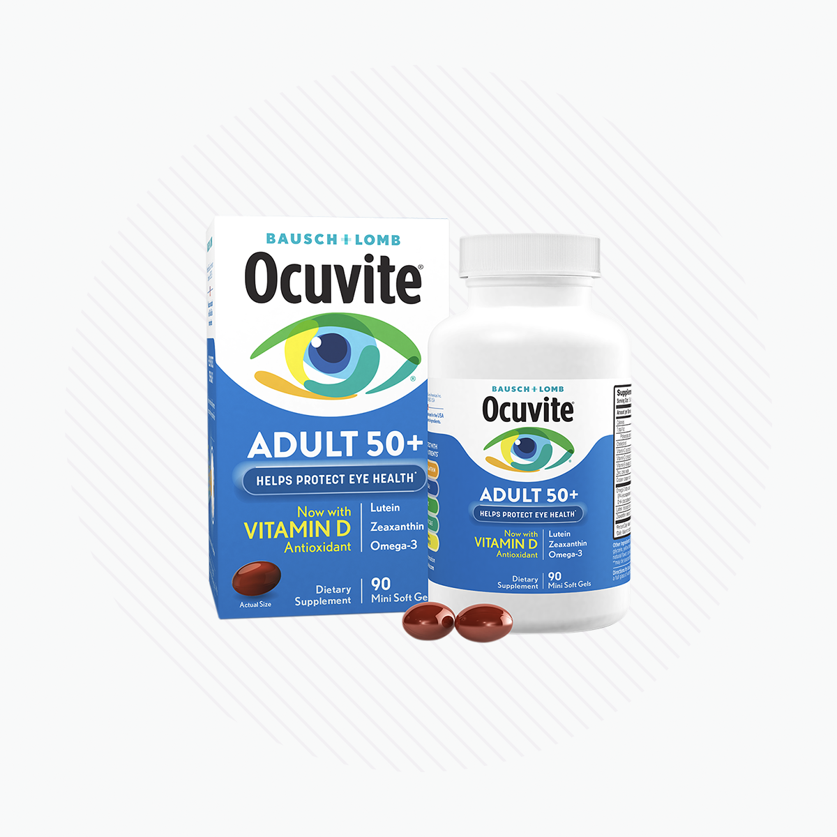 Ocuvite Eye Vitamin & Mineral Supplement, Contains Zinc, Vitamins C, E, Omega 3, Lutein, & Zeaxanthin, 90 Softgels