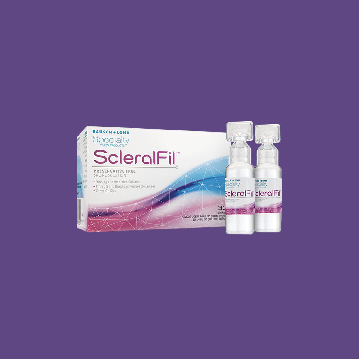 ScleralFil Preservative Free Saline Solution for Scleral, Soft, & Rigid Gas Permeable Lenses, Buffered Solution, Single-Use Vials, 0.34 Fl Oz (Pack of 30)