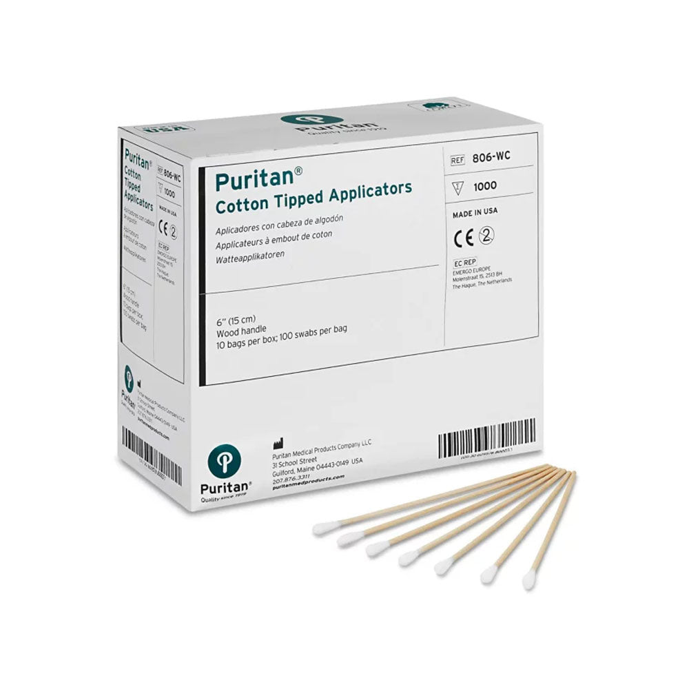 Cotton Tip Applicators, 6", Non-Sterile, 1000/Box