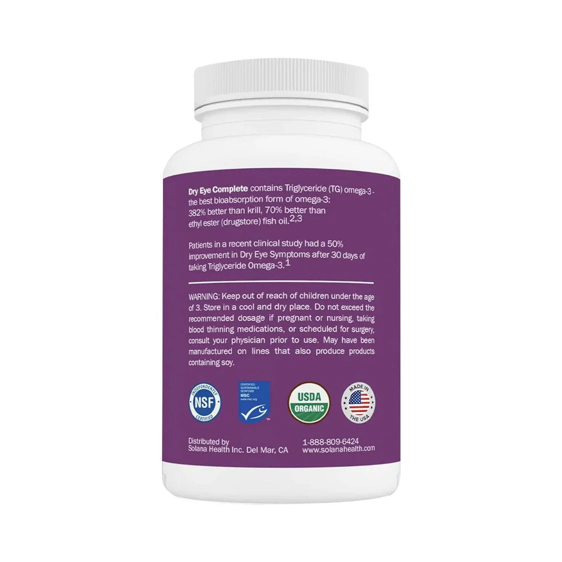 Solana Health Dry Eye Complete with Omega and Lutein (60ct Bottle)