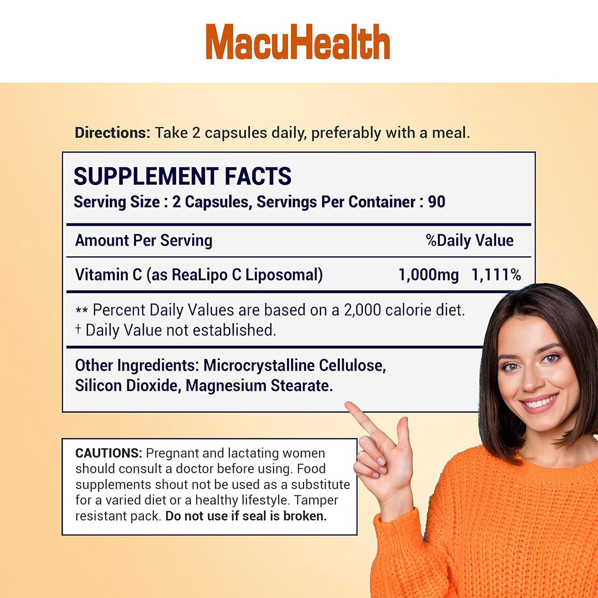Macuhealth Liposomal Vitamin C 1000MG Per Serving - High Bioavailablity Vitamin with Fat-Soluble Antioxidants and Enhanced Absorption (180ct)