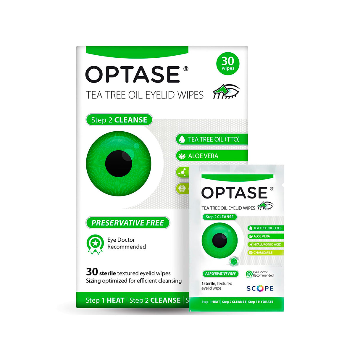 Optase Tea Tree Oil Eyelid Wipes - Preservative Free wipes Box of 30