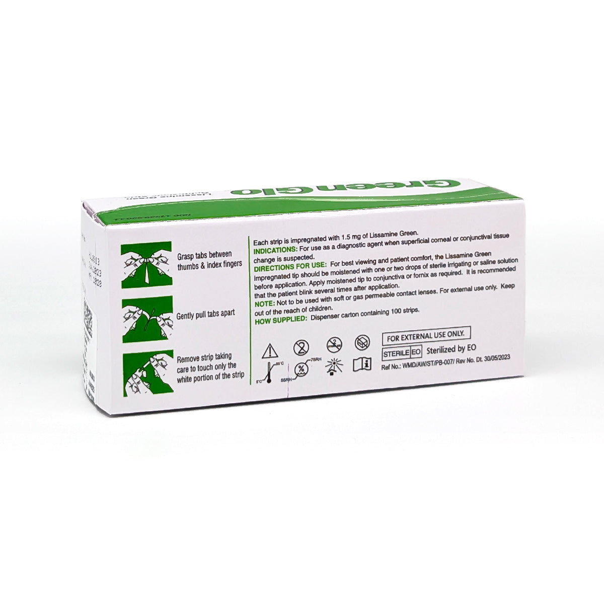 Green Glo Lissamine Green Ophthalmic Strips (100 strips)