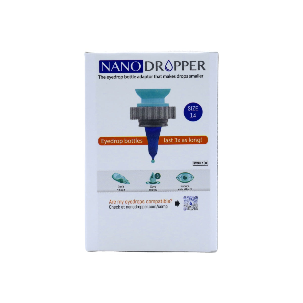 Nanodropper Eye Drop Extender Adaptor, Reduces Drop by 60%, Less Waste, Easier Application (Two Sizes)