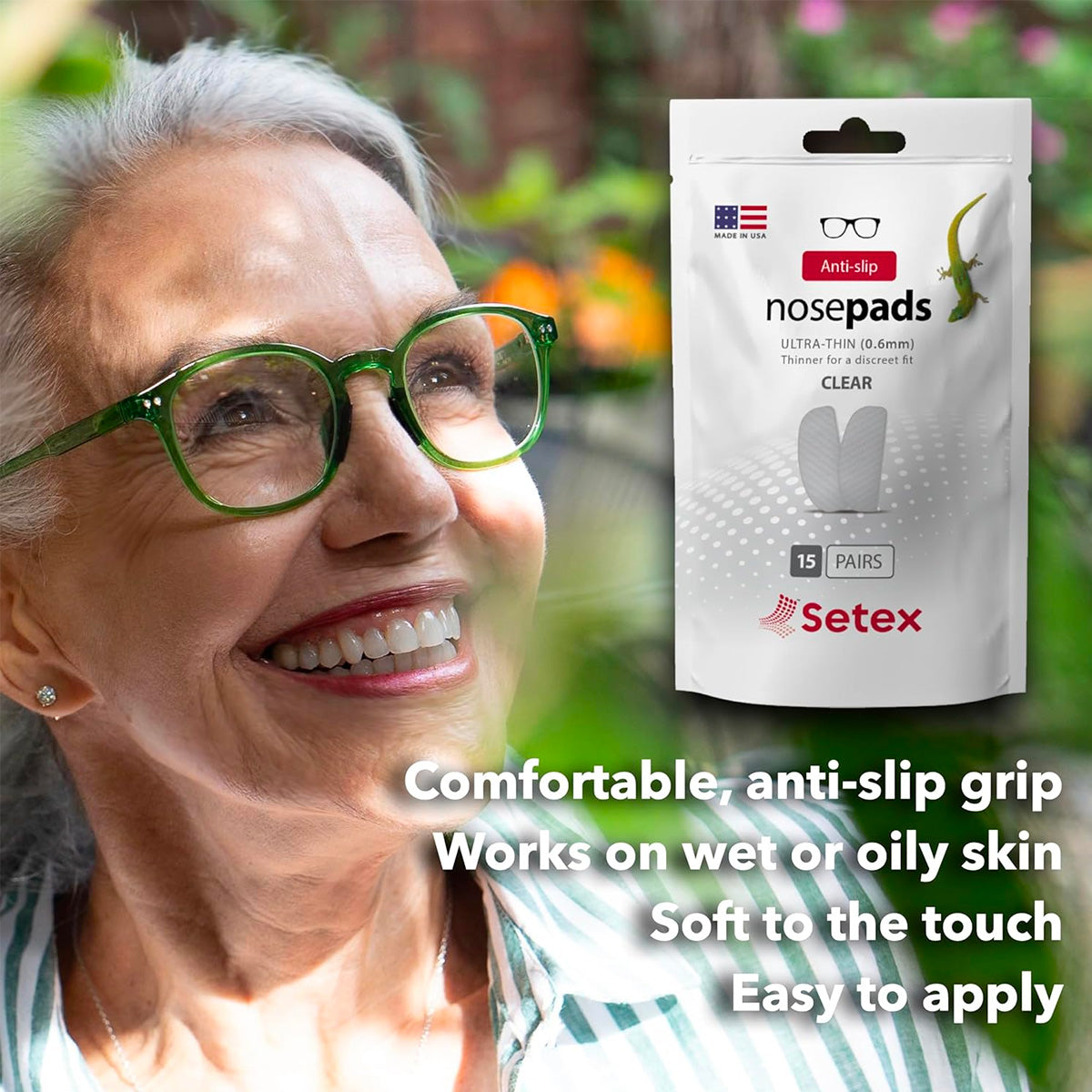 Setex Anti-Slip Nosepads Ultra-Thin (0.6mm) Clear, 5 pairs