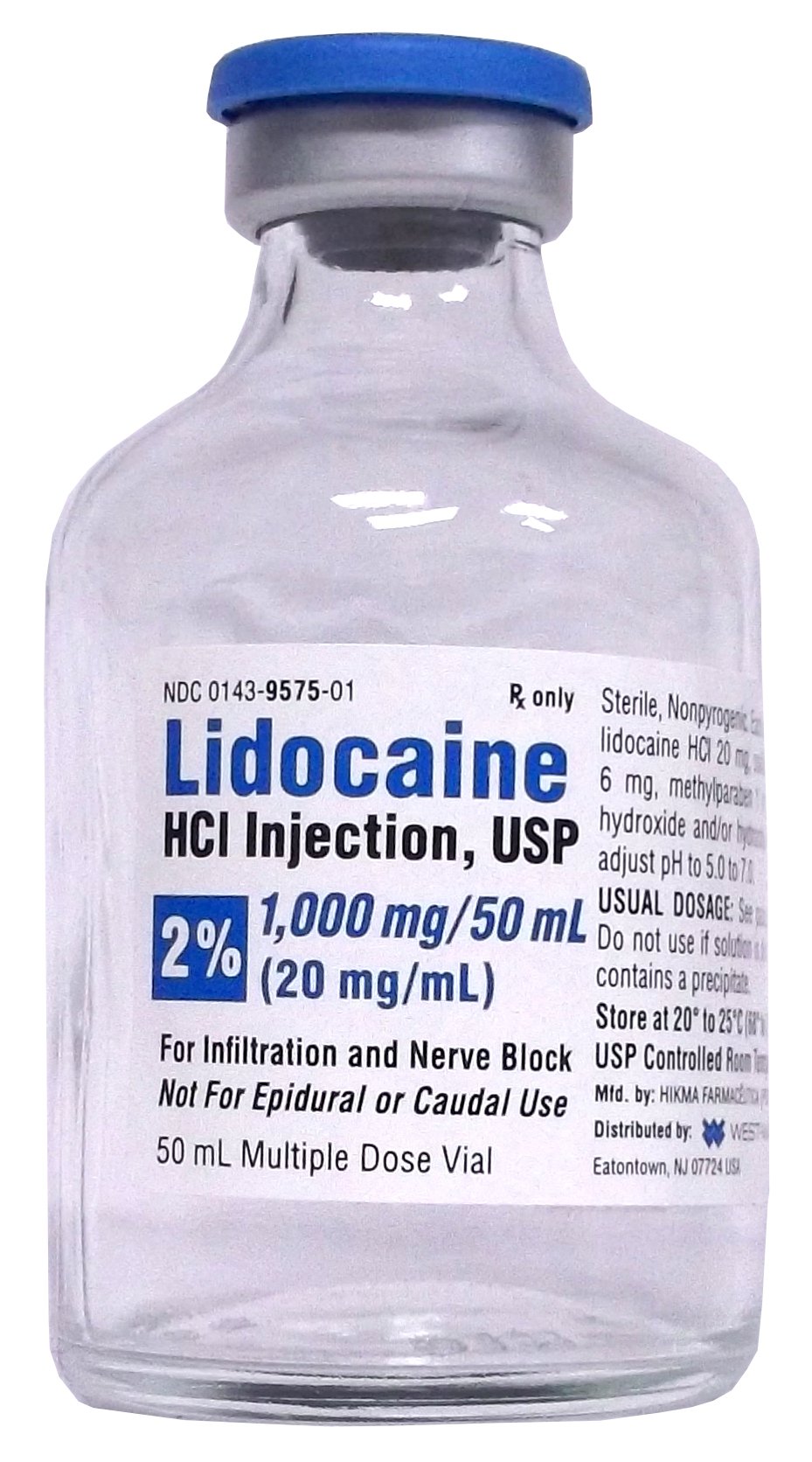 Lidocaine Injection 2%, 50mL MDV, Hikma