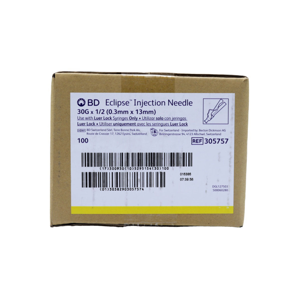 Needles, 30g x 1/2" Hypo, 100/Box - BD