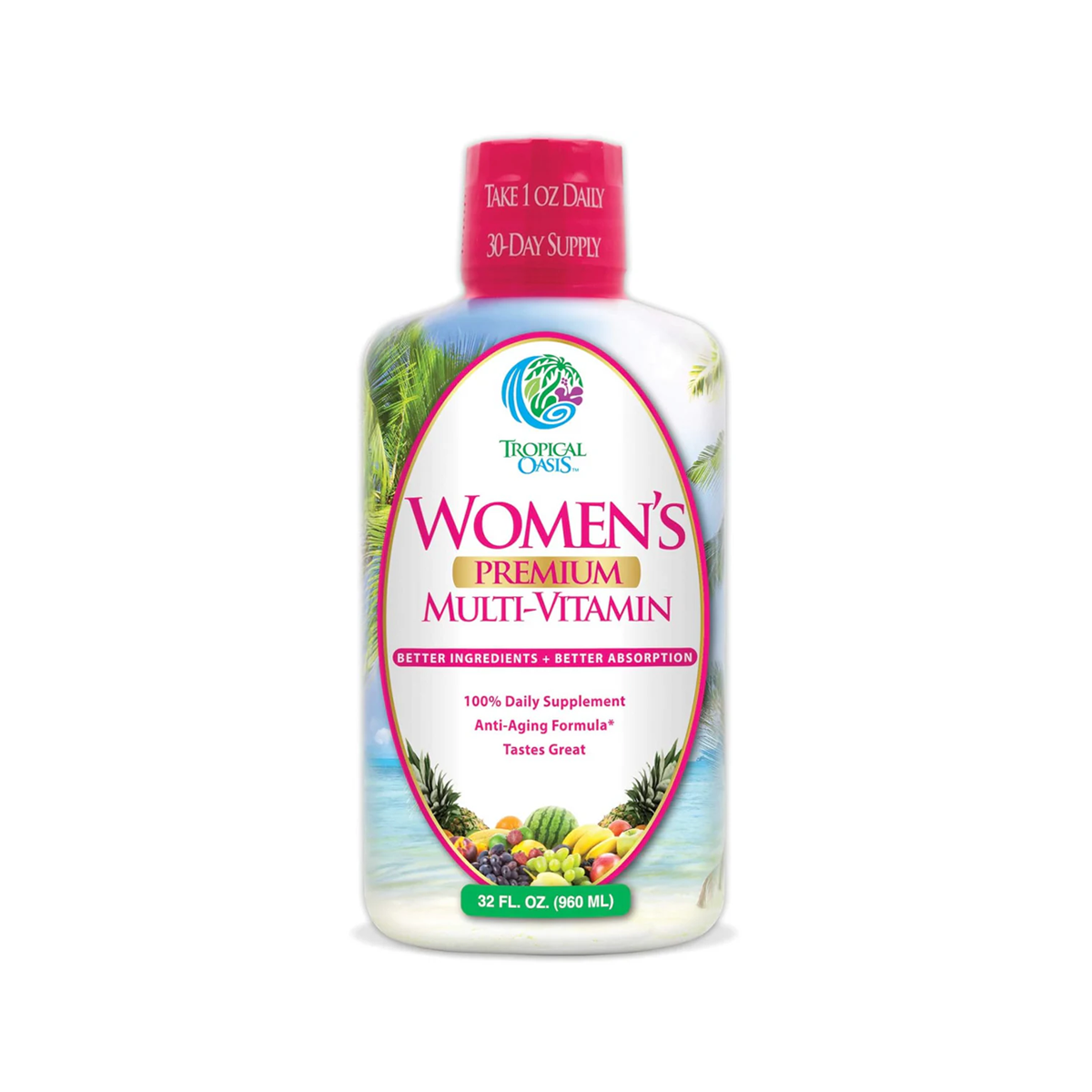 Tropical Oasis Women's Premium Multi-Vitamin Liquid Supplement (32oz.)