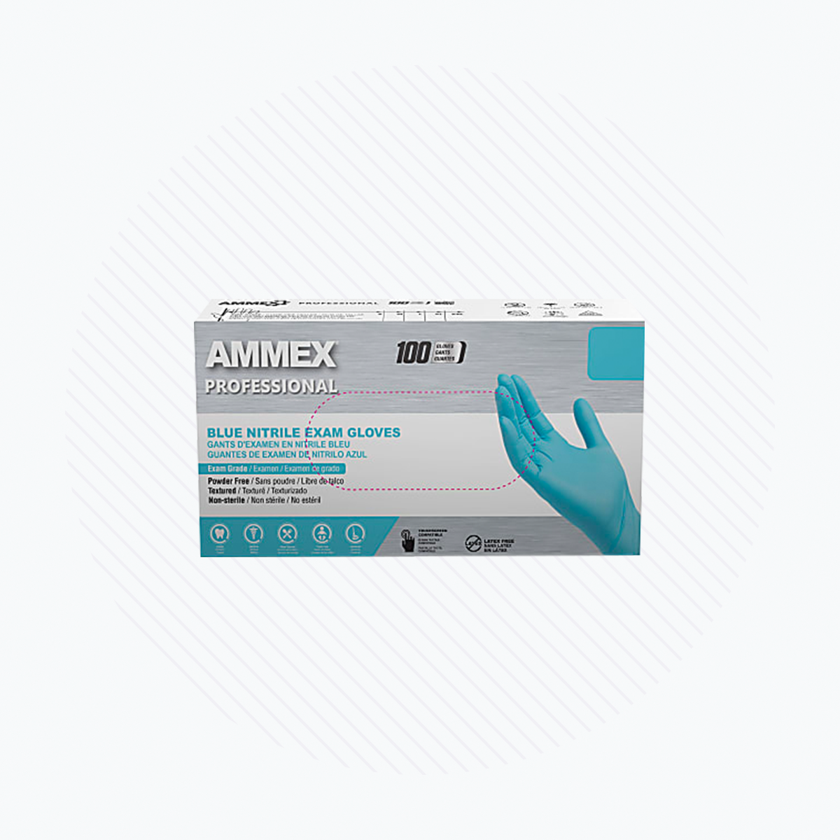 AMMEX (Small) Blue Nitrile Disposable Exam-Grade Gloves, Latex & Powder Free, Lightly-Textured