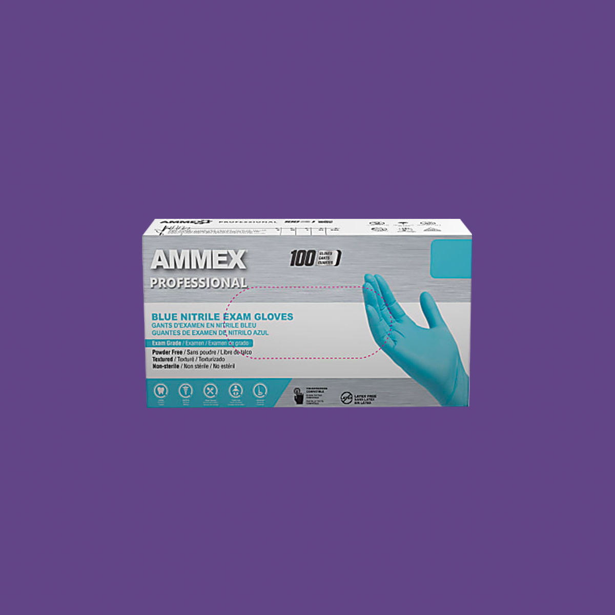 AMMEX (Small) Blue Nitrile Disposable Exam-Grade Gloves, Latex & Powder Free, Lightly-Textured