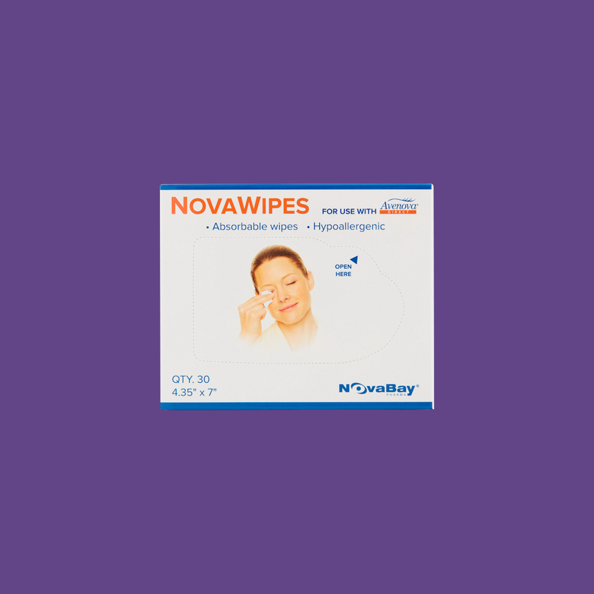 NovaWipes pads for use with Avenova Spray