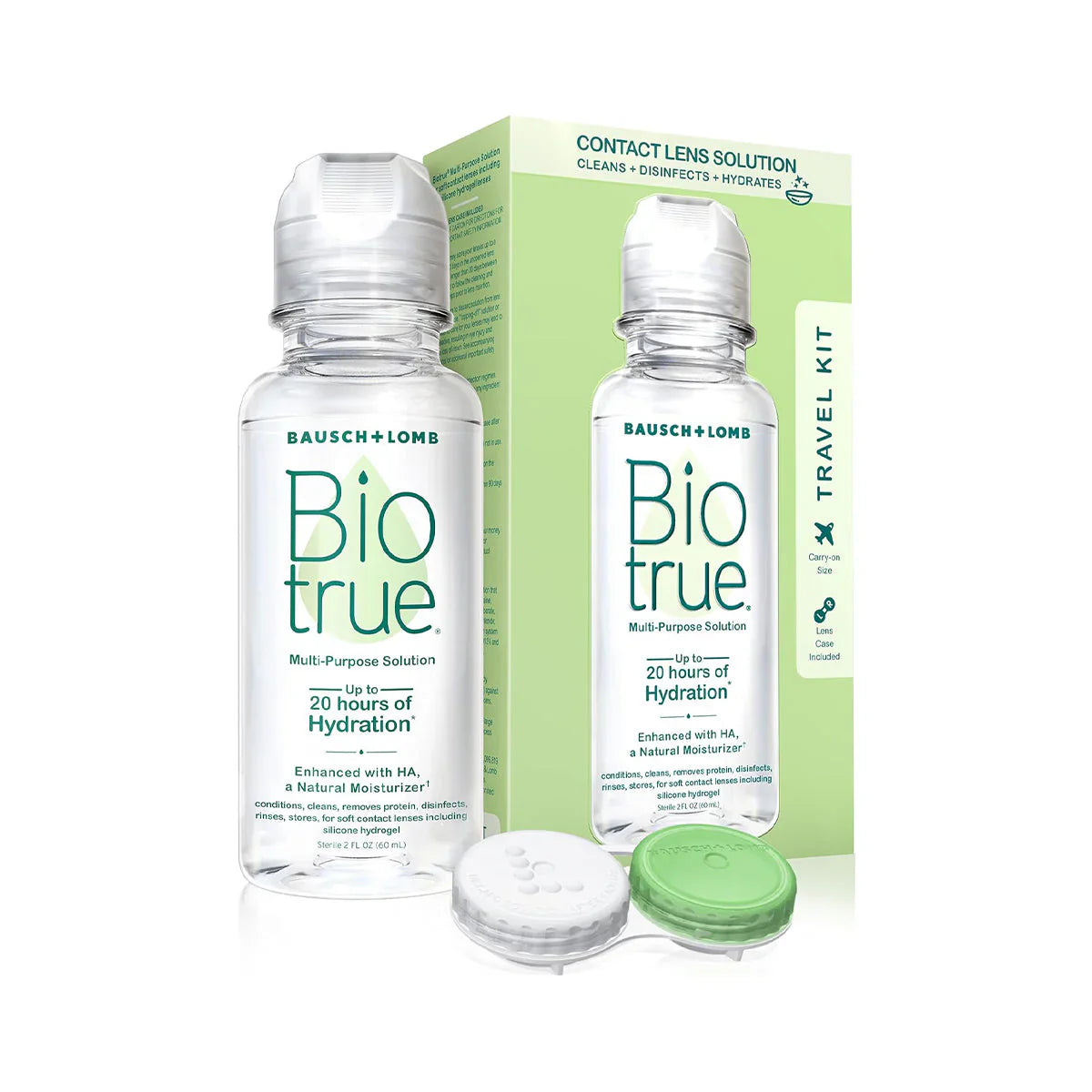 BioTrue Multipurpose Contact Lens Solution Travel Kit with case (2oz 60mL)