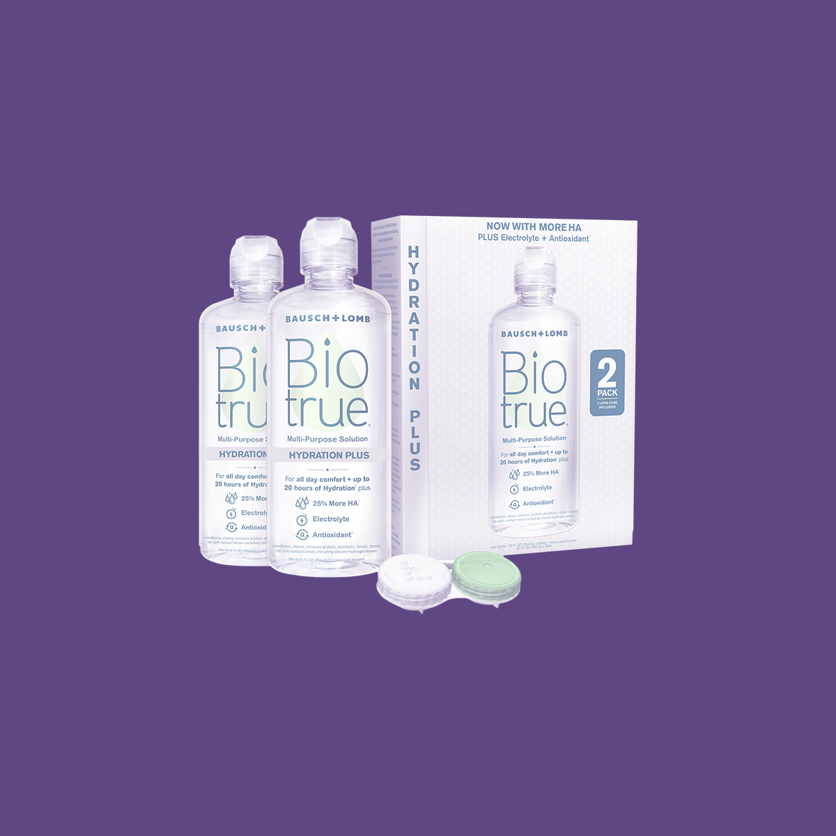 BioTrue Multi Purpose Contact Lens Solution with Hydration Plus (2 x 10z Bottles)