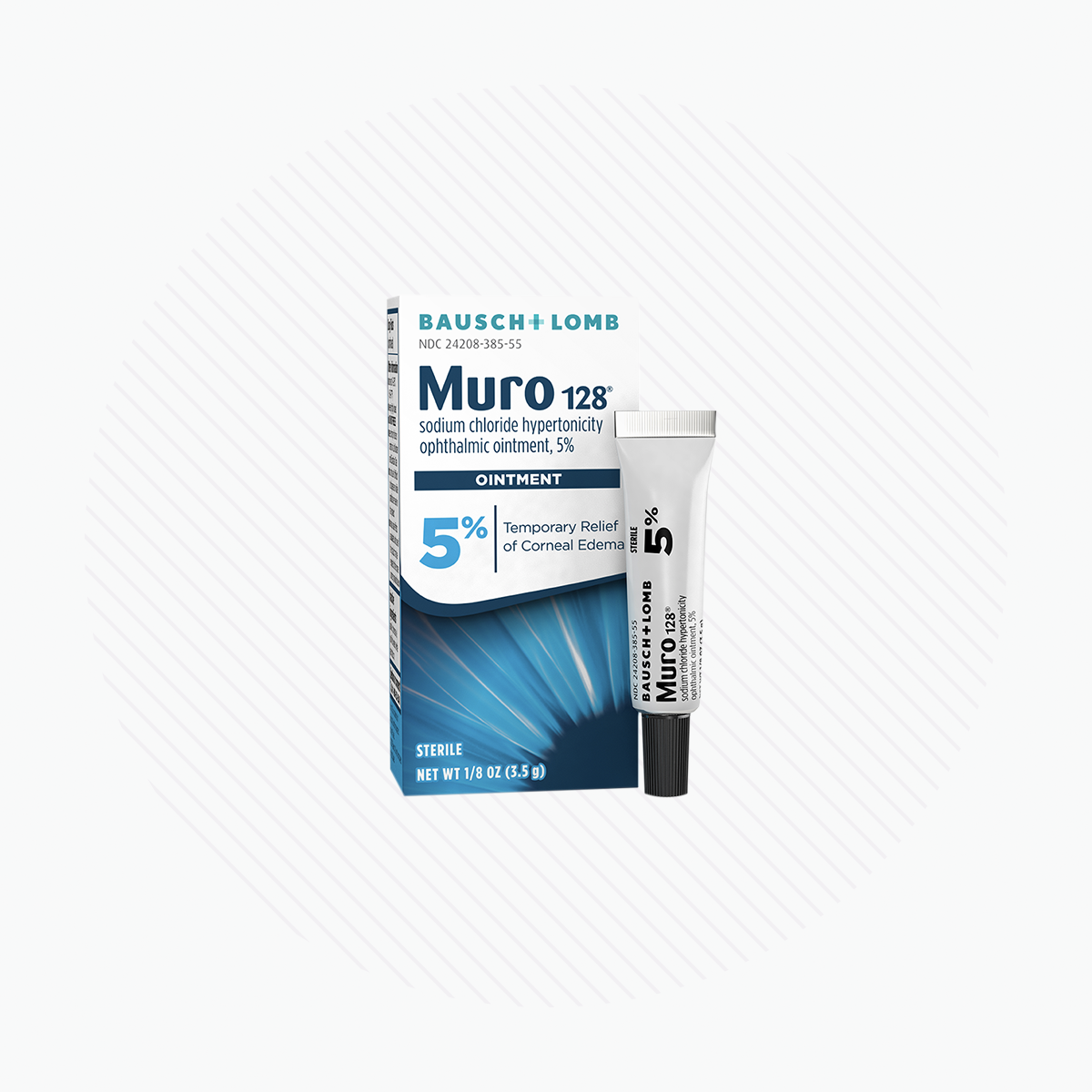 Muro 128 Sodium Chloride Ointment, Temporary Relief for Corneal Edema, 5% Ointment, 1/8 Fl Oz (3.5 g)