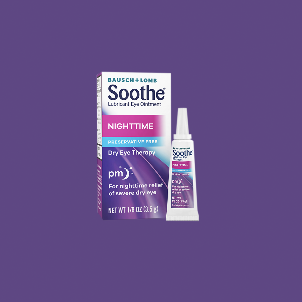 Soothe Eye Ointment by Bausch & Lomb, Lubricant Relief for Dry Eyes, Nighttime Dry Eye Therapy, Sensitive Eyes, Preservative Free, (1.8 Oz tube)