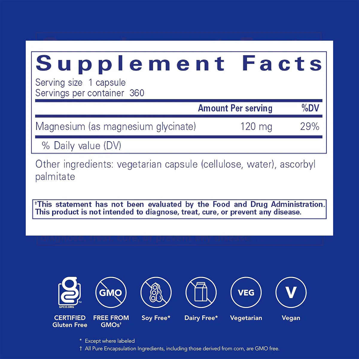 Pure Encapsulations Magnesium (Glycinate) 360ct (4-12 month supply)