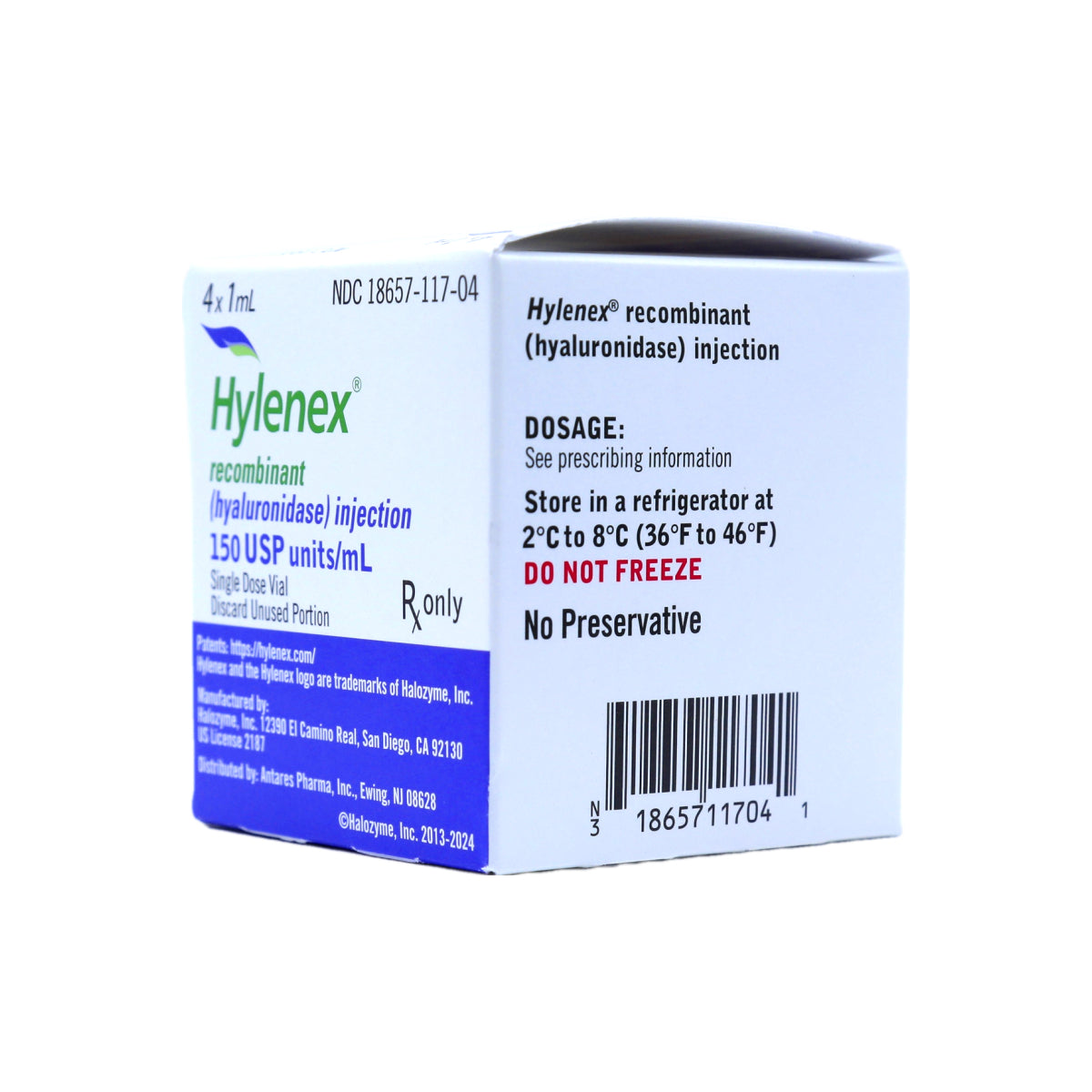 Hylenex Hyaluronidase Injection, 150 USP U/mL, 1mL Single-Dose Vial (4/Box)