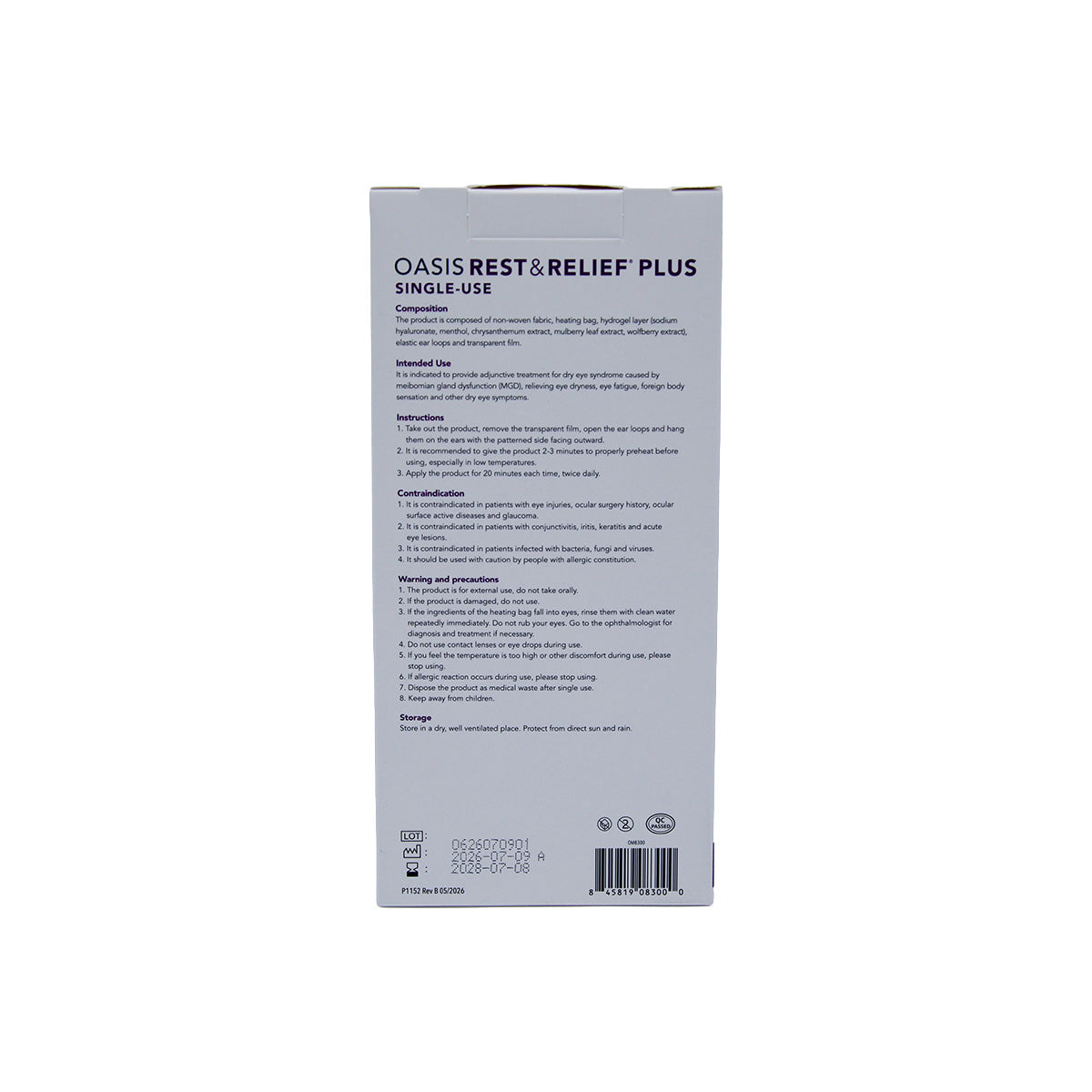Oasis Self-Heating Rest & Relief Plus Mask (10ct masks)