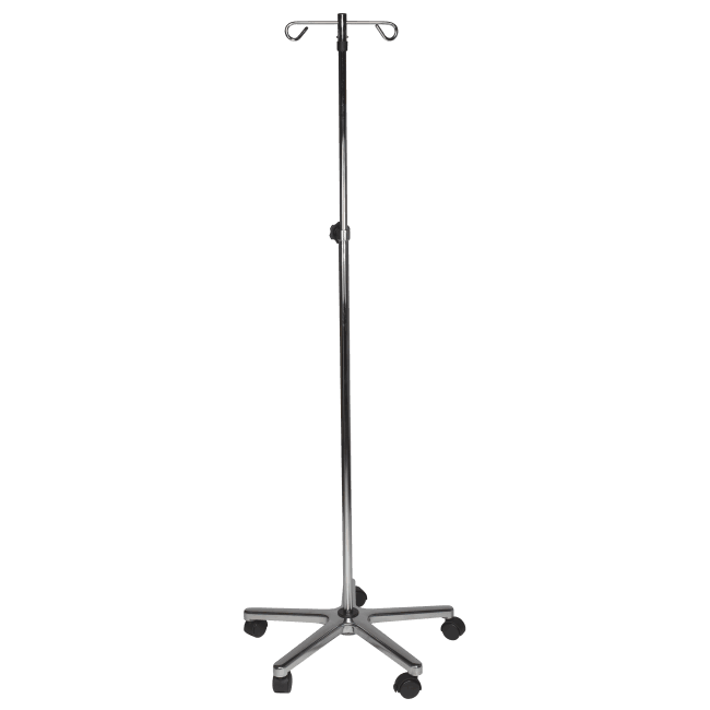 IV Pole - 5 Legs with 2 Hooks at Stag Medical - Eye Care, Ophthalmology and Optometric Products. Shop and save on Proparacaine, Tropicamide and More at Stag Medical & Eye Care Supply