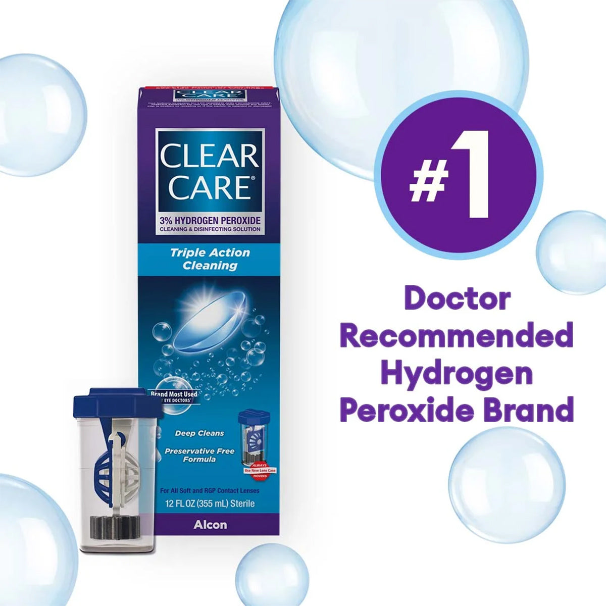 Clear Care Triple Action Cleaning and Disinfecting Solution with Case,