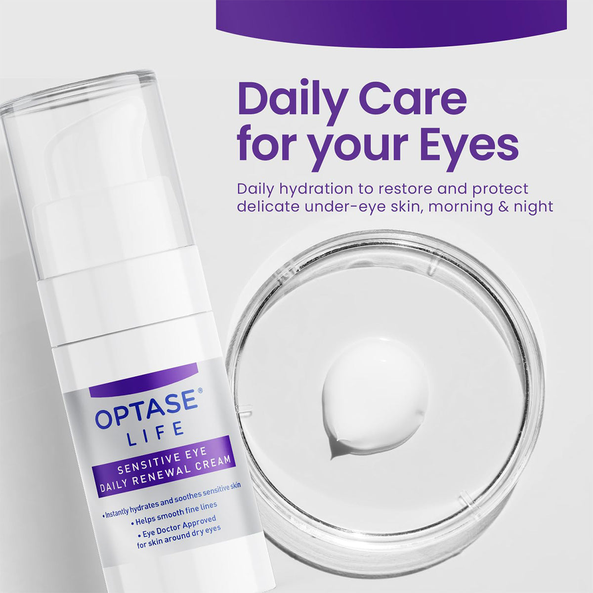 Optase LIFE Sensitive Eye Daily Renewal Cream - Relief for Dry, Sensitive Eyes (15mL)