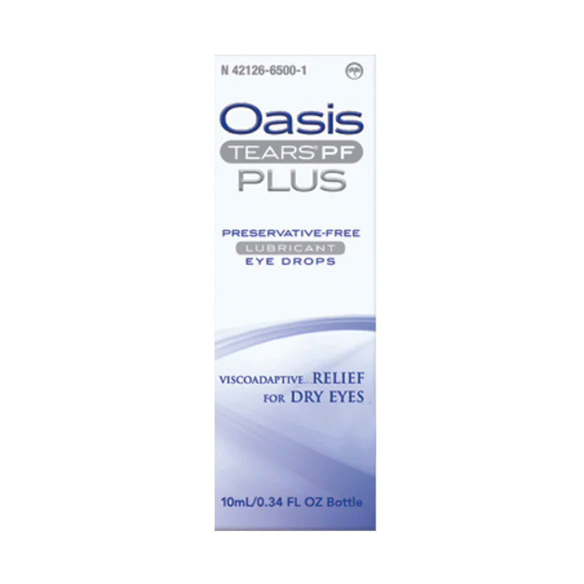 Image of the Oasis Tears Plus Preservative-Free Eye Drops (10ml Multi-drop Bottle) by Oasis Medical, featuring a white design with blue text. Offers Sodium Hyaluronate for severe dry eye relief, ensuring dependable comfort and hydration.