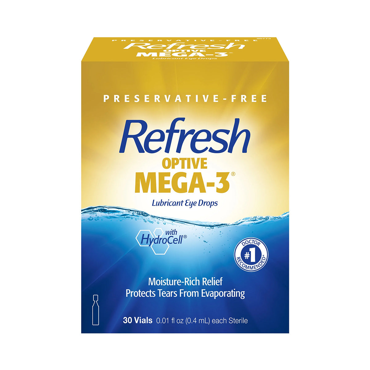 Refresh Optive MEGA-3 Lubricant Eye Drops Preservative-Free Artificial Tears (0.4 mL), 60 Single-Use Container Vials