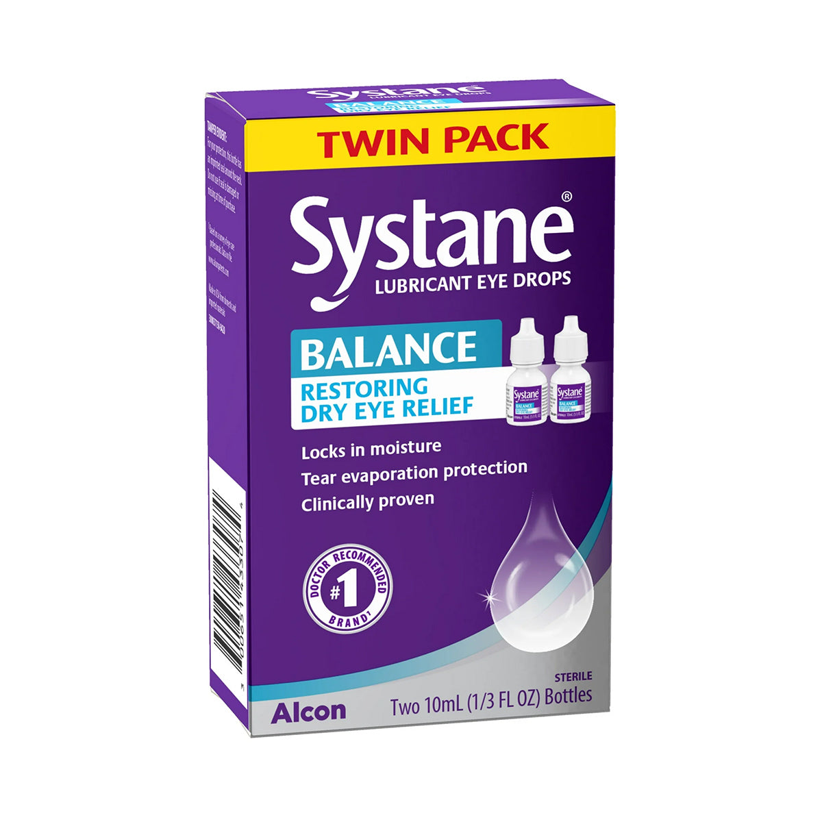 The Alcon Systane Balance 2-Pack Lubricant Eye Drops, MGD offers Balance Restoring Dry Eye Relief with tear evaporation protection. This twin pack includes two 10ml bottles clinically proven to provide effective moisture lock and relief.