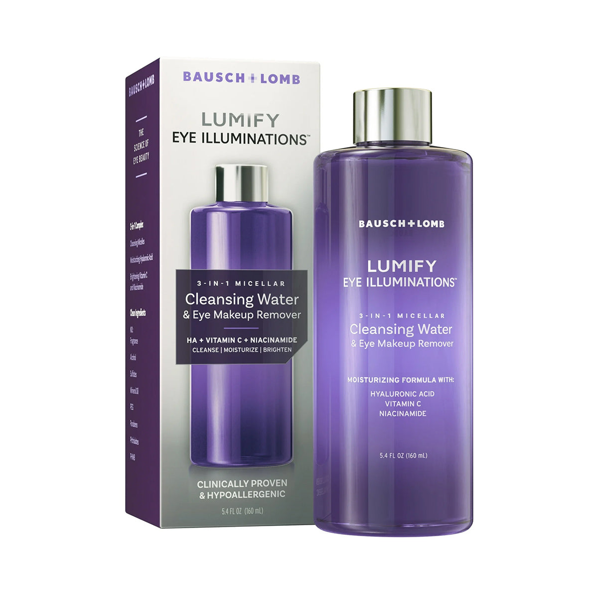 LUMIFY Eye Illuminations Cleansing Water & Eye Makeup Remover, (160mL Bottle)