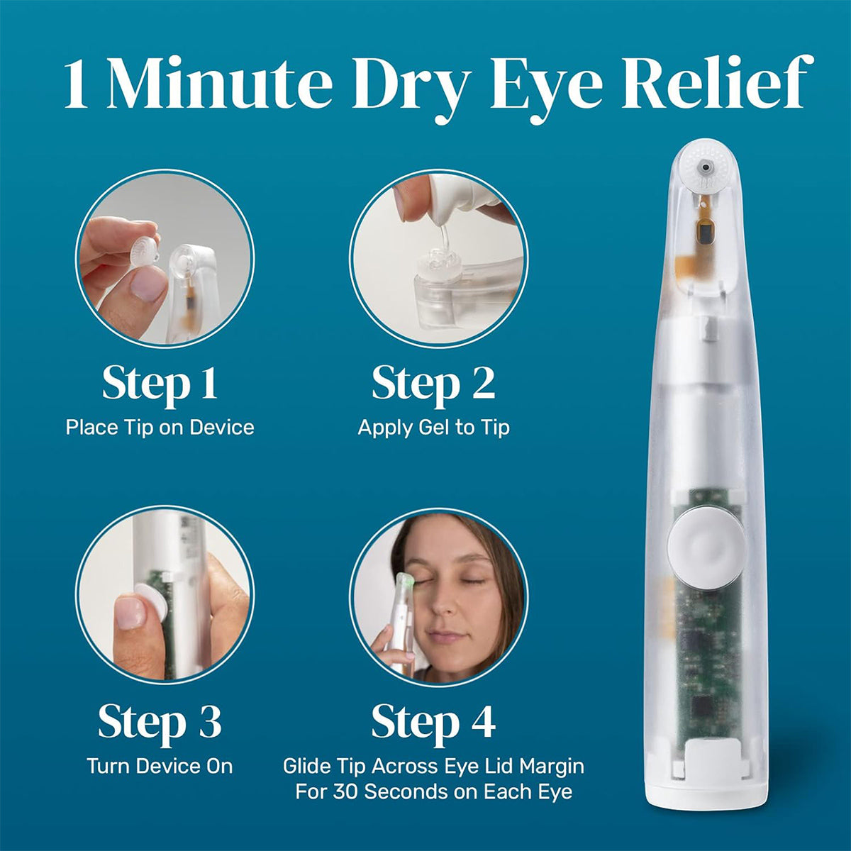 NuLids All Natural At-home Dry Eye Treatment 180 ( 1 Device + 180 Tips + Applicator Gel Included)