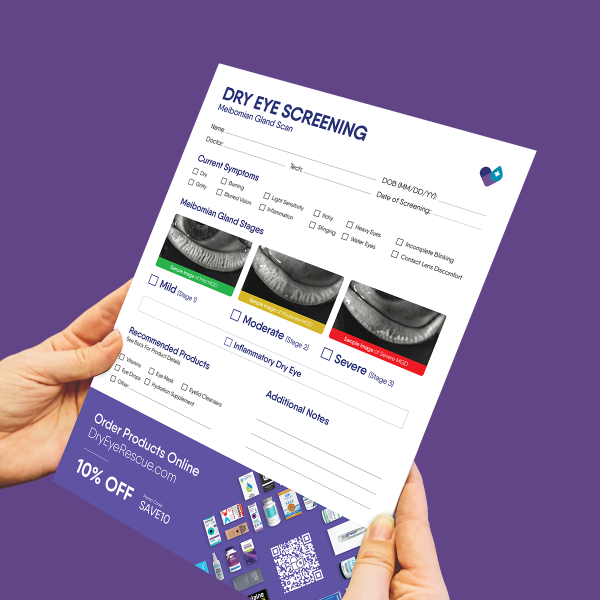 SPEED Score - Dry Eye Screening/Referral Forms (500 Sheets, 10 Pads of 50)