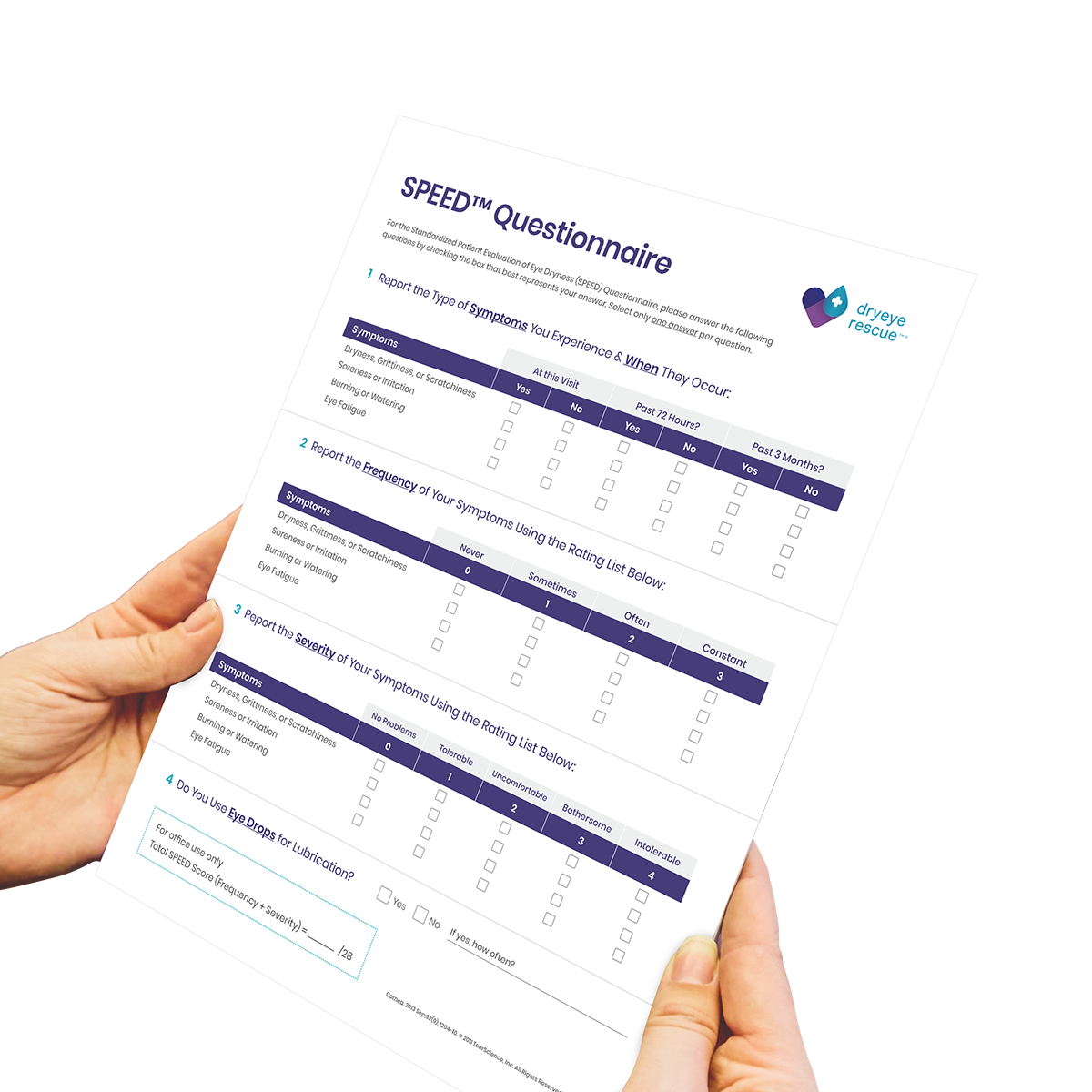 SPEED Score - Dry Eye Screening/Referral Forms (500 Sheets, 10 Pads of 50)