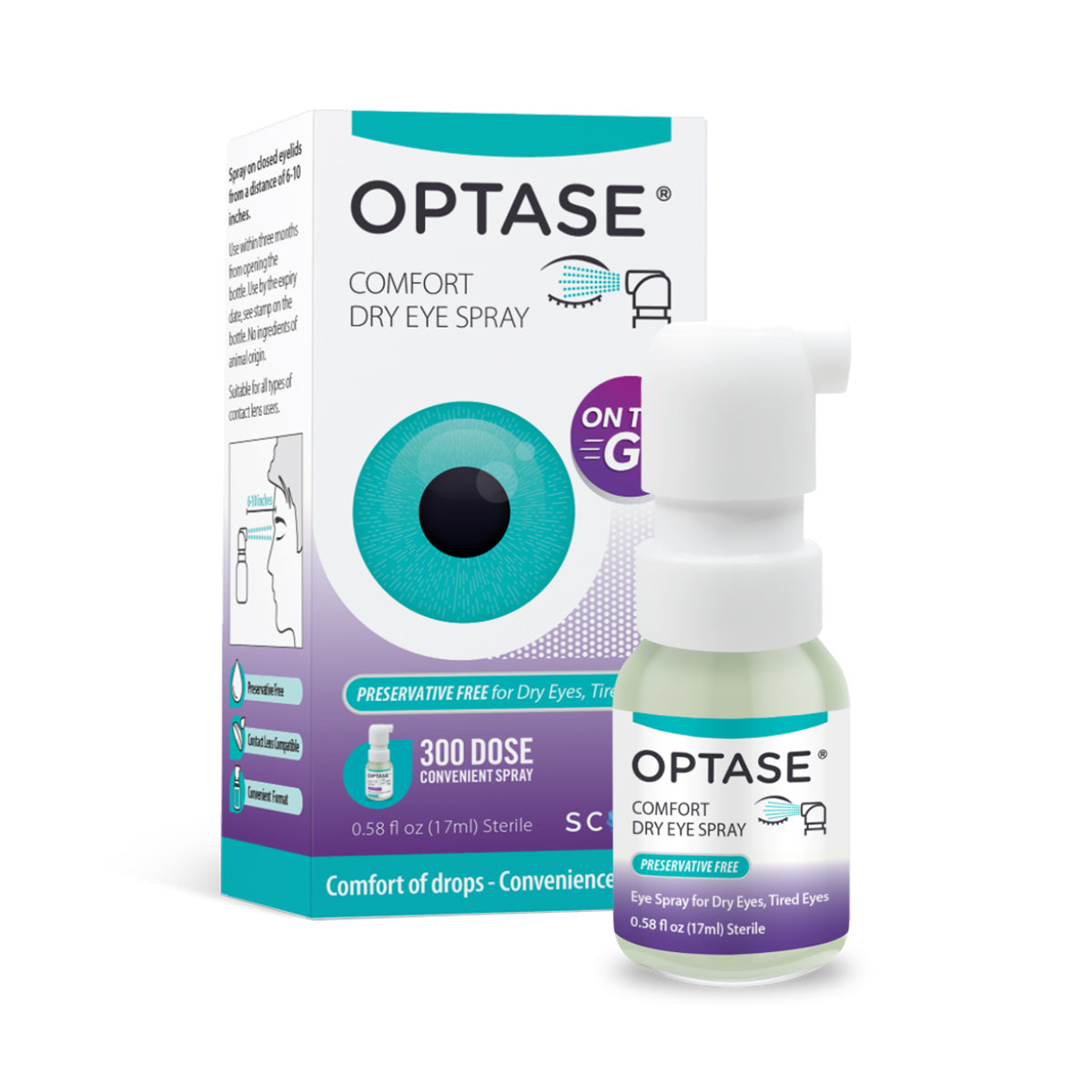 Optase Comfort Dry Eye Spray - Eye Spray - Preservative Free Artificial Tears Eye Drops Alternative - .58 fl oz