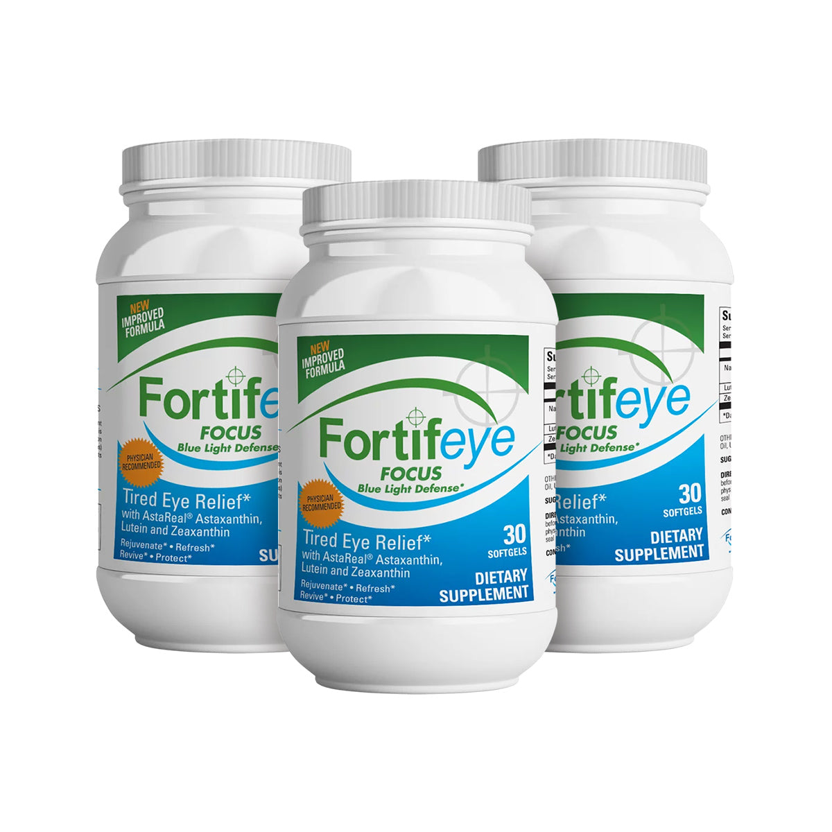 Fortifeye Focus Eye Supplement -Triple Carotenoid (3x Bottles of 30)