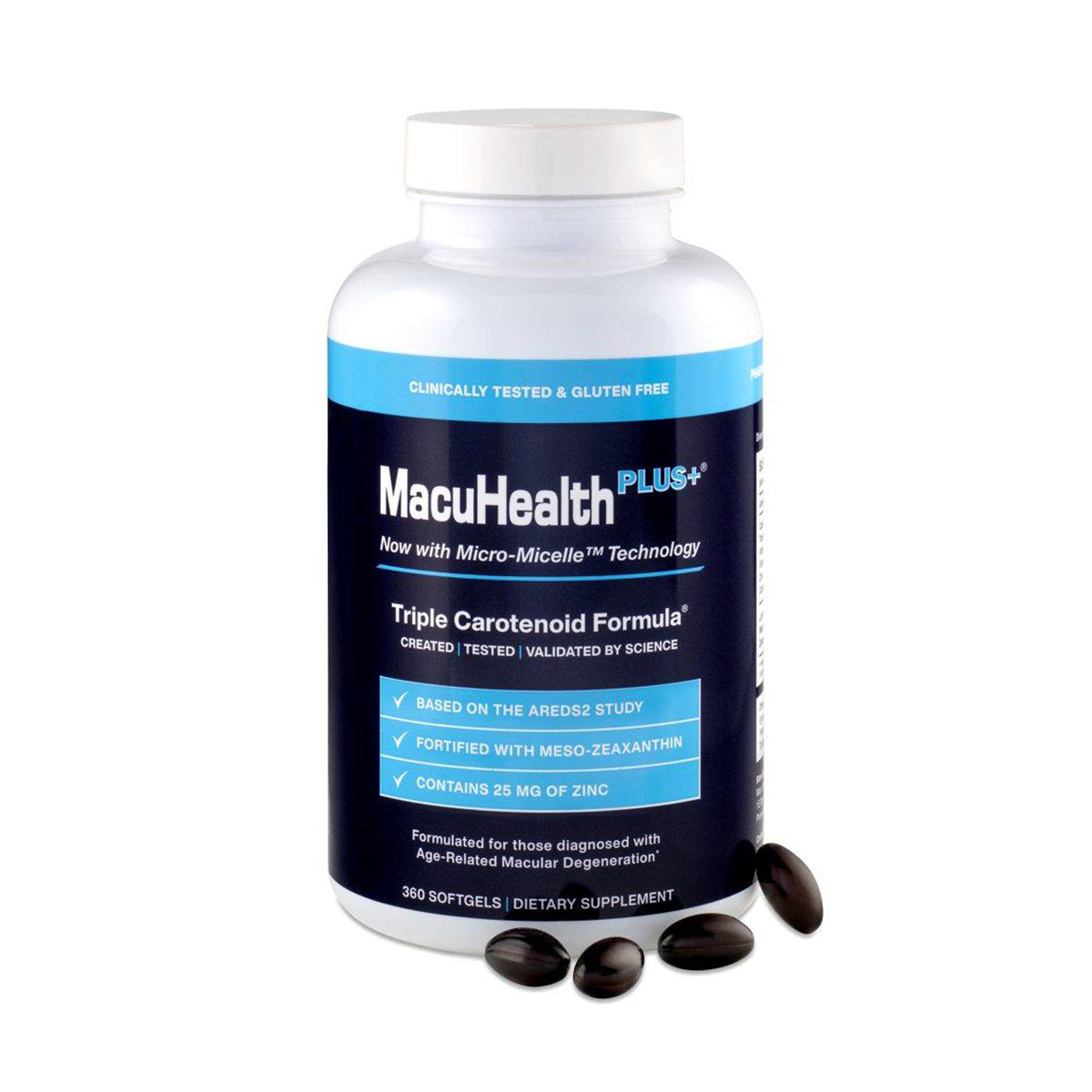 MacuHealth Plus+ Eye Supplement for Adults - Meso-Zeaxanthin, Lutein & Zeaxanthin, (90 Days Supply) Free 2-Day Shipping