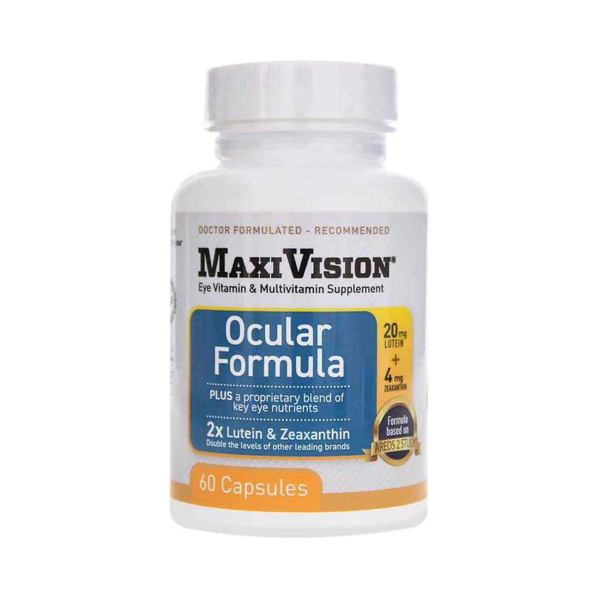 The Lunovus MaxiVision Ocular Formula offers 60 capsules with 20 mg lutein, 4 mg zeaxanthin, and a proprietary blend for eye health. It boasts double the lutein of leading brands and is inspired by the AREDS 2 study.