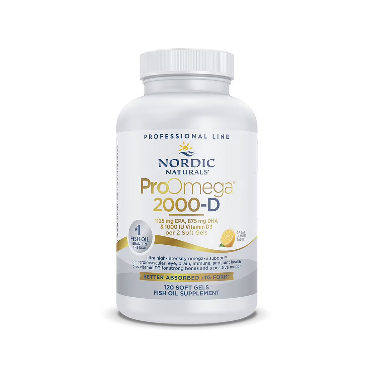 Nordic Naturals ProOmega® 2000-D – High-Potency Omega-3 with Vitamin D3 for Eye & Vision Health (120ct)