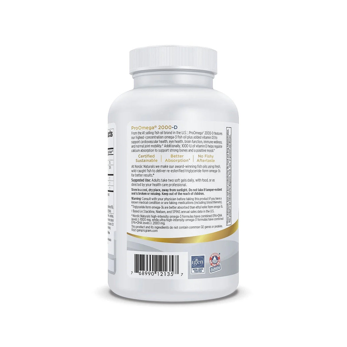 Nordic Naturals ProOmega® 2000-D – High-Potency Omega-3 with Vitamin D3 for Eye & Vision Health (120ct)