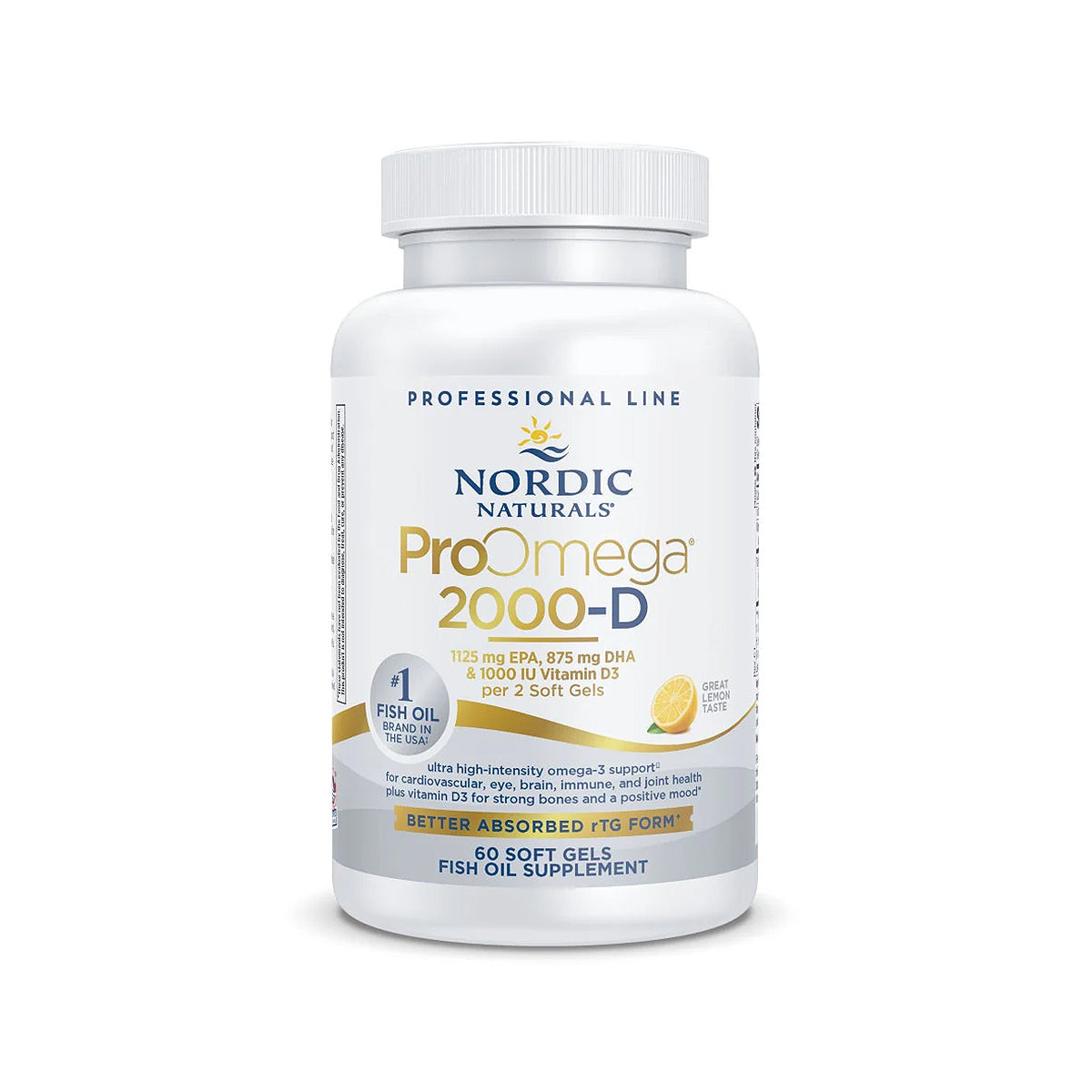 Nordic Naturals ProOmega® 2000-D – High-Potency Omega-3 with Vitamin D3 for Eye & Vision Health (60ct)