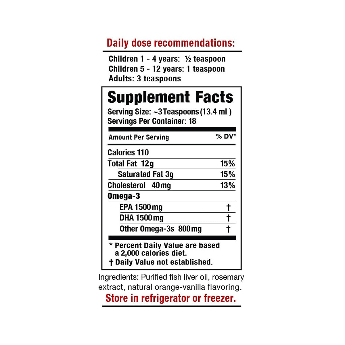 Discover Omega Cure Omega 3 Fish Oil by Omega 3 Innovations, offering a non-fishy taste suitable for all ages: ½ tsp for ages 1-4, 1 tsp for ages 5-12, and 3 tsp for adults. Ensure freshness by storing cold. Each serving is ~3 tsp, providing essential omega-3 benefits without compromise.