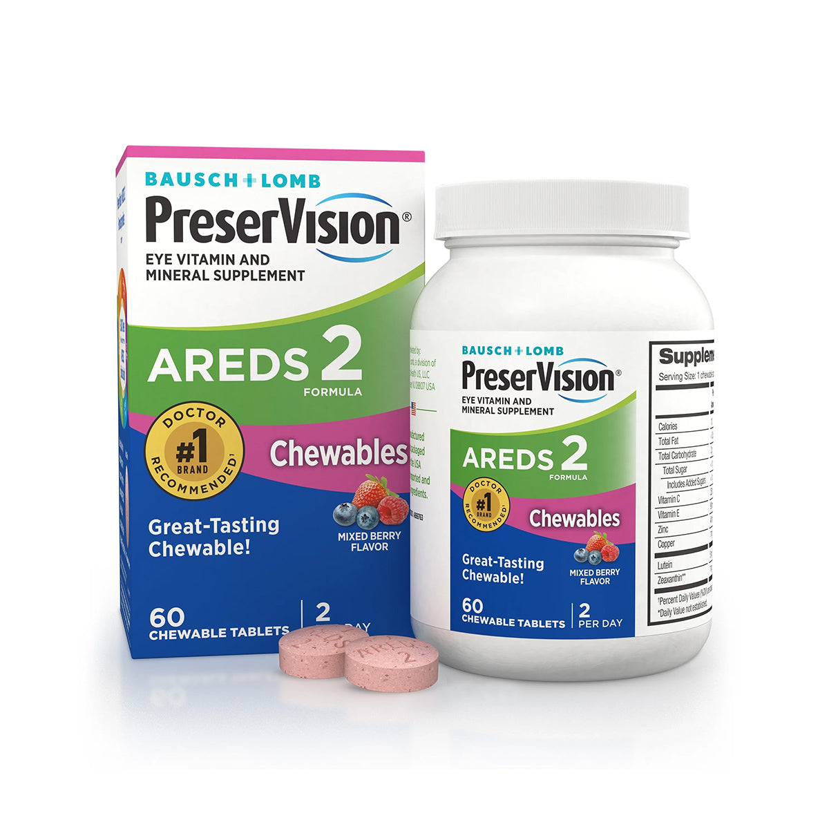 PreserVision AREDS 2 Chewable Eye Vitamin & Mineral Supplement (60 Tablets)