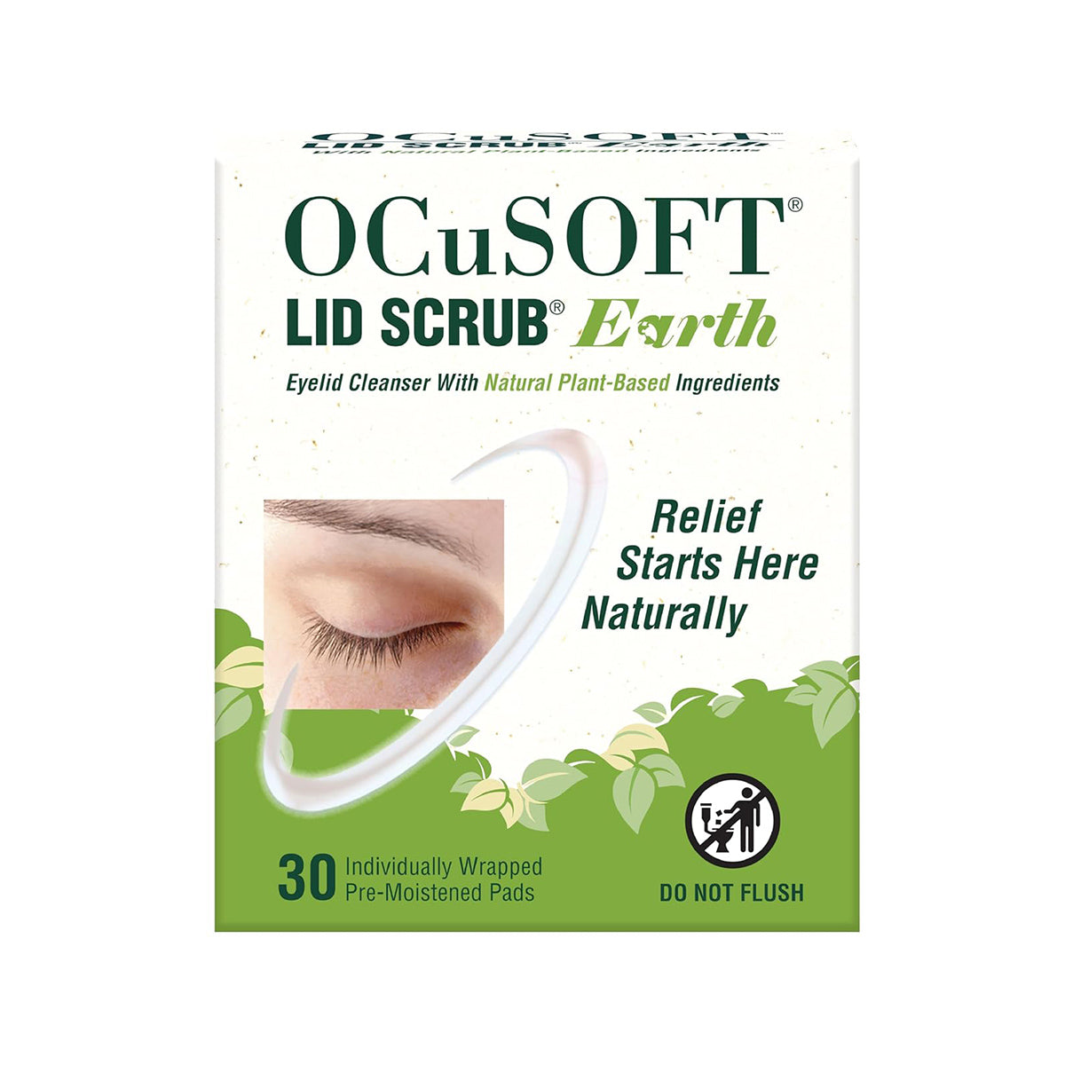 OCuSOFT Lid Scrub Earth Eyelid Cleanser, Natural Plant Based (30ct)