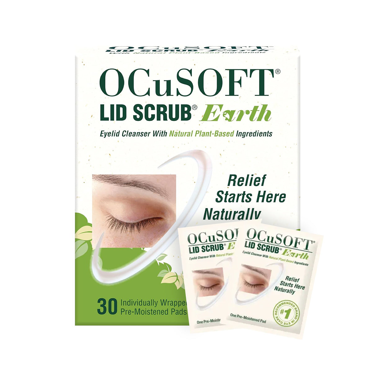 OCuSOFT Lid Scrub Earth Eyelid Cleanser, Natural Plant Based (30ct)