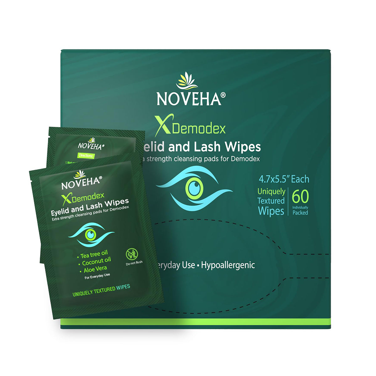 Noveha Anti-Demodex Eyelid & Lash Wipes (60ct)