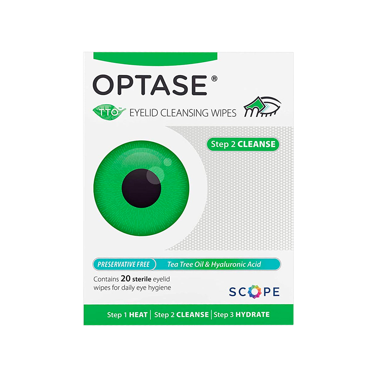 Optase Tea Tree Oil Eyelid Wipes - Preservative Free wipes Box of 20