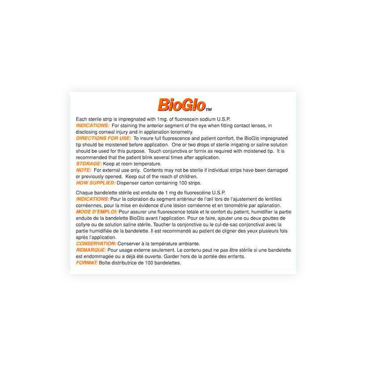 Bio Glo Fluorescein Strips (300-Pack)